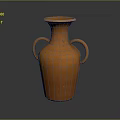 Orange Ceramic Vase with Two Handles and Textured Surface for Home Decor