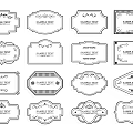 Vintage Ornate Label Silhouette Vector Set With Various Design Elements 3d model