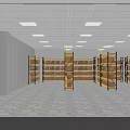 Organized Warehouse Storage Space With Metal Shelves Cardboard Boxes And Ceiling Lights