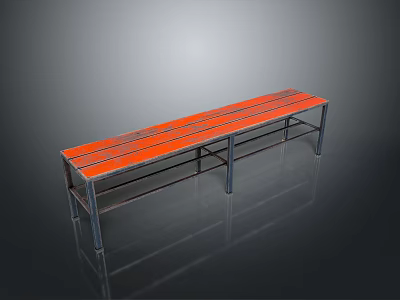 Modern Orange Bench With Metal Frame And Reflective Surface On Black Background 3d model