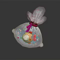 Transparent Gift Bag With Pink Ribbon Orange Small Item And Colorful Stars