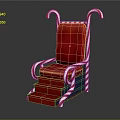 Festive Red Chair Design With Candy Cane Armrests And Stair Steps