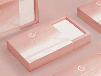 Pink And White Gradient Cleansing Cotton Packaging Boxes With Brand Logo Design 3d model