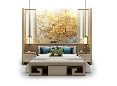 Background double bed 3d model