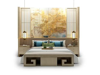 Background double bed 3d model