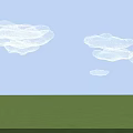 Peaceful Natural Scene With Light Blue Sky White Clouds And Green Grass