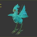 Blue Mythical Bird With Decorative Feathers Standing Orange Beak And Golden Claws