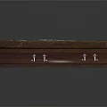 Dark Brown Wooden Coffin With Intricate White Floral Carvings And Metal Handles