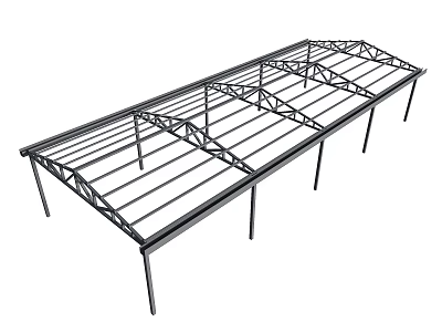 Steel Structure Framework With Industrial Metallic Support Beams And Columns 3d model