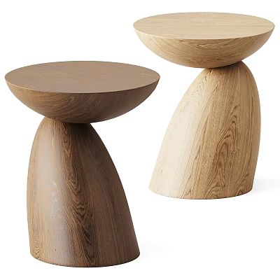 Wooden Dressing Table With Round Top And Unique Base In Light And Dark Wood Tones 3d model