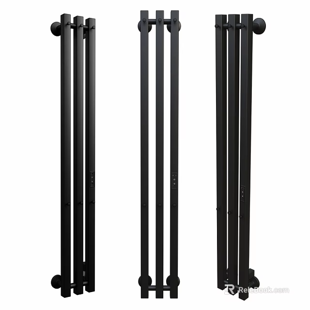 Black Modern Bathroom Accessories With Wall Mounted Storage Racks And Hanging Design 3d model 