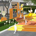 Modern Commercial Street Exterior Design With Storefronts Trees And Pedestrians