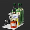 Domino KIBES Green Wine Bottles With Wine Glasses And Honey Jar On Tray