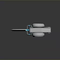 3D Rendered Futuristic Mechanical Weapon with Metallic Circular Design And Blue Glowing Components