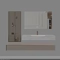 Modern Bathroom Vanity with Lighted Mirror Marble Countertop and Golden Frame Storage Cabinet