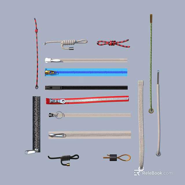 Assorted Colored Zippers Ropes And Sewing Accessories For Daily Household Supplies 3d model 
