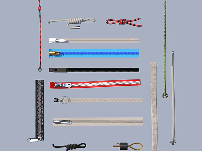 Assorted Colored Zippers Ropes And Sewing Accessories For Daily Household Supplies 3d model