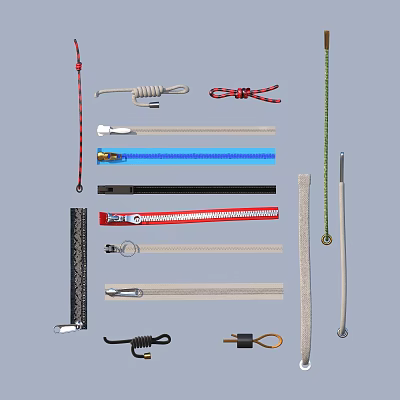 Assorted Colored Zippers Ropes And Sewing Accessories For Daily Household Supplies 3d model