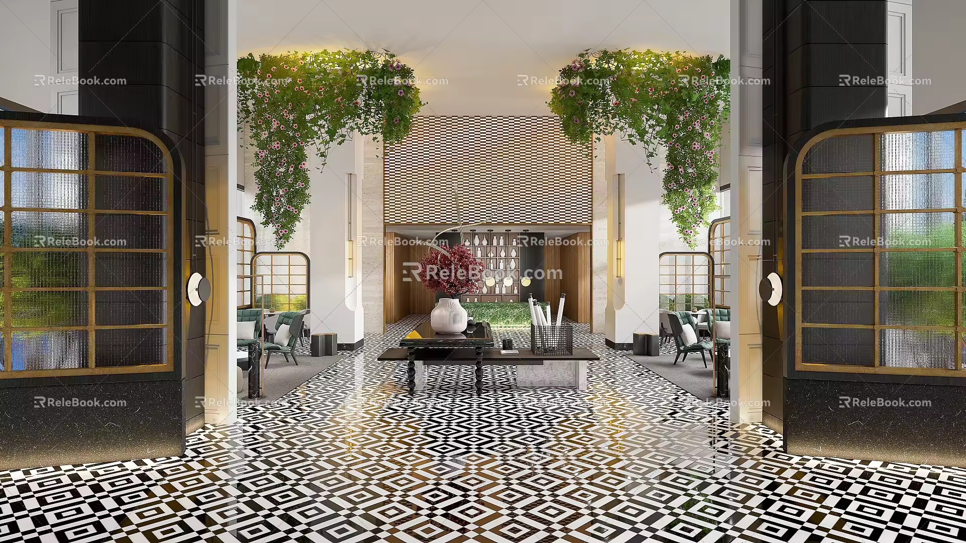 Modern Hotel Lobby 3d model