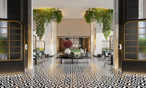 Modern Hotel Lobby 3d model