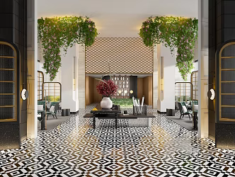 Modern Hotel Lobby 3d model