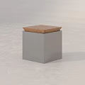 Minimalist Modern Stool With Wooden Top And Metal Triangular Frame Design 3d model
