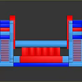 Colorful Red And Blue Inflatable Playground With Slides Stairs And Platforms