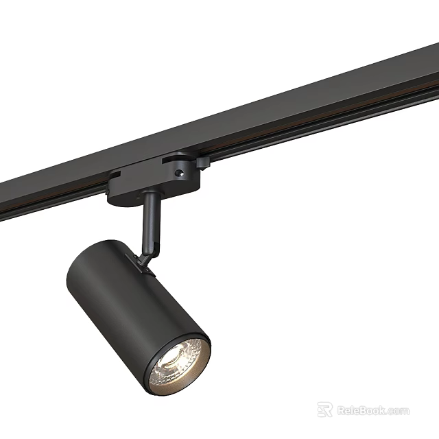 Black Track Mounted Adjustable Spotlight Downlight with Modern Sleek Design for Home Interior 3d model 