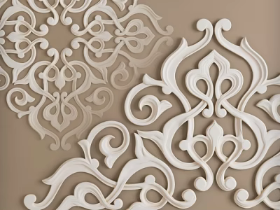 Intricate White Carved Patterns For Elegant Wall Decor And Interior Design 3d model
