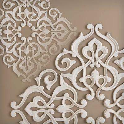 Intricate White Carved Patterns For Elegant Wall Decor And Interior Design 3d model
