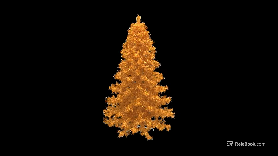 Golden Christmas Tree Decorative Ornament Figurine with Festive Design for Holiday Decoration 3d model 
