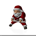 Cartoon Santa Claus Wearing Red Outfit Red Hat With White Beard Squatting Holding White Object