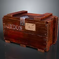 Vintage Wooden Box With London Lettering Metal Lock And Rivet Details