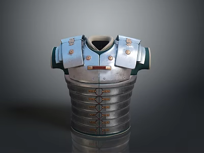 Medieval Metal Breastplate Armor With Decorative Shoulder Plates And Rivets 3d model