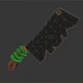 Essential Household Kitchen Knife With Black Serrated Blade And Green Wrapped Handle