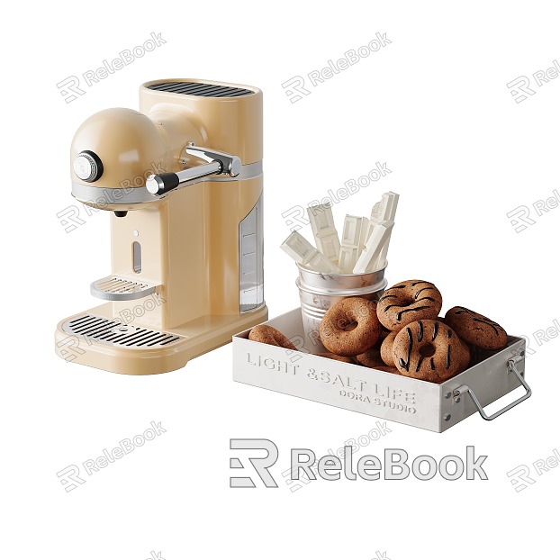 Modern Coffee Machine Coffee Machine Bread Food model