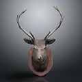 Rustic Deer Head Mount Wall Decor With Wooden Plaque And Antlers For Home Interior