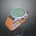 Stylish Modern Watch With Green Dial And Brown Leather Strap For Daily Use