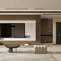 Modern Living Dining Room Interior With TV Wall Sofa Coffee Table And Neutral Tones