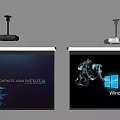 Projection Monitoring Setup With Hanging Projectors And Visual Display Screens