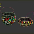 Handwoven Decorative Household Baskets With Colorful Geometric Patterns And Handles