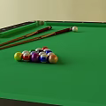 Professional Billiard Table with Green Felt Surface Pool Balls and Cues