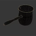 Shiny Metal Cup With Black Handle On Dark Background And Reflection 3d model
