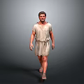 Roman Style Male Figure 3D Model With Tunic Sandals And Walking Pose