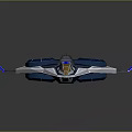 Futuristic Blue And White Sci Fi Spaceship With Geometric Design Cockpit And Engine Thrusters