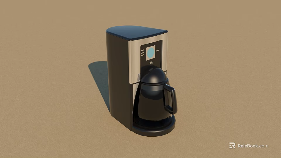 Black Coffee Maker with Digital Display and Glass Coffee Pot Modern Kitchen Appliance 3d model 