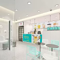 Modern Bubble Tea Shop Interior With Beverage Display Counter And Cozy Seating Area
