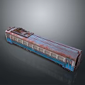 Old Blue And Red Rusted Vintage Train Carriage With Weathered Metal Body