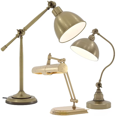 Modern Adjustable Desk Lamps With White Shades And Brass Metal Design 3d model