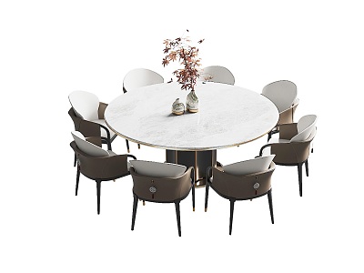 Chinese Dining Table and Chair Combination 3d model